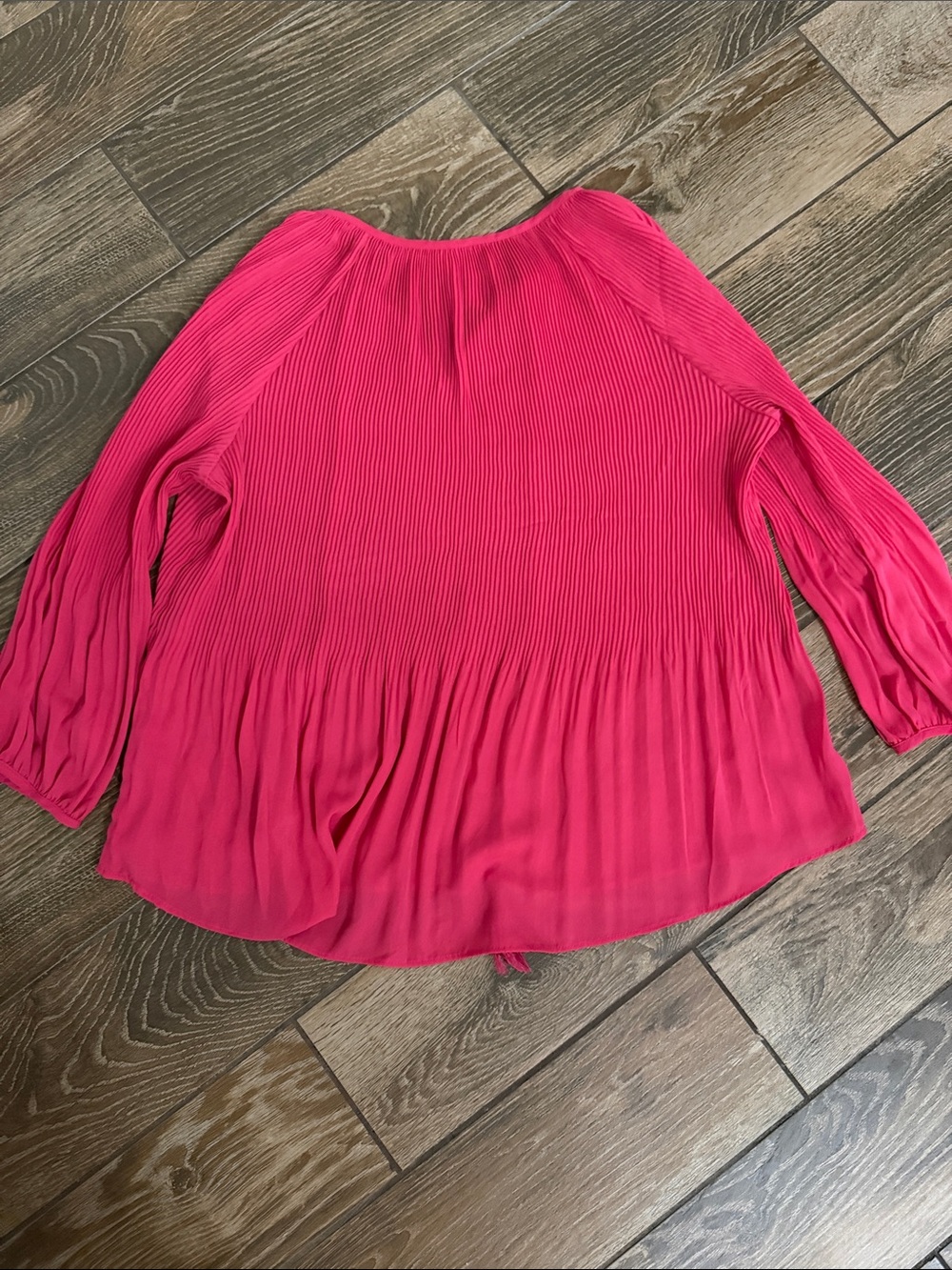 Pink Pleated Peasant Blouse - Large - Picture 3 of 3